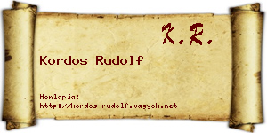 Kordos Rudolf névjegykártya